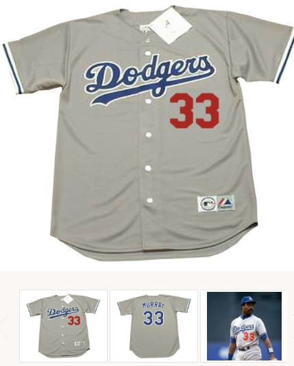 EDDIE MURRAY Los Angeles Dodgers 1990 Majestic Throwback Away Baseball Jersey