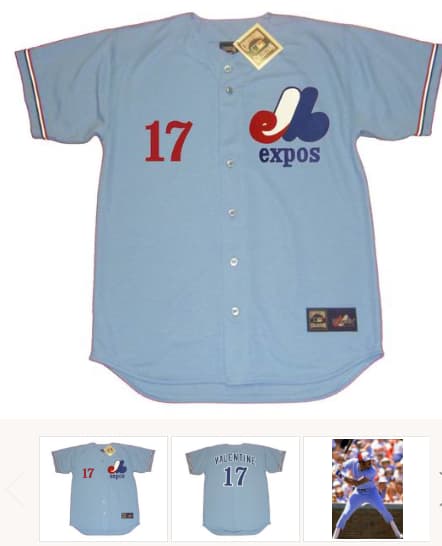 ELLIS VALENTINE Montreal Expos 1978 Away Majestic Throwback Baseball Jersey