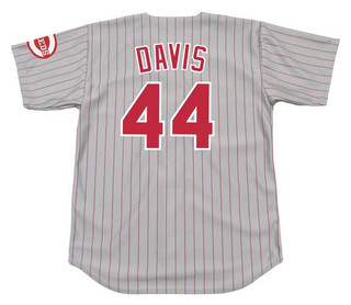 ERIC DAVIS Cincinnati Reds 1996 Majestic Throwback Away Baseball Jersey