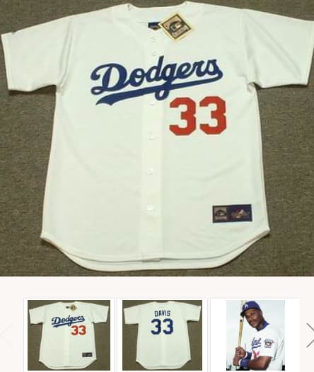 ERIC DAVIS Los Angeles Dodgers 1993 Majestic Cooperstown Throwback Home Jersey