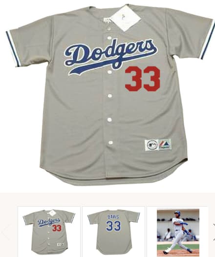ERIC DAVIS Los Angeles Dodgers 1993 Majestic Throwback Away Baseball Jersey