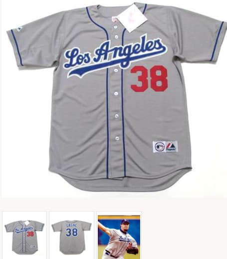 ERIC GAGNE Los Angeles Dodgers 2003 Majestic Throwback Away Baseball Jersey