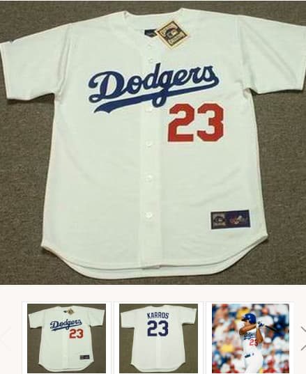 ERIC KARROS Los Angeles Dodgers 1995 Home Majestic Baseball Throwback Jersey