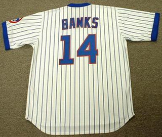 ERNIE BANKS Chicago Cubs Home Majestic Throwback Baseball Jersey