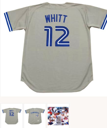 ERNIE WHITT Toronto Blue Jays 1989 Majestic Throwback Away Baseball Jersey