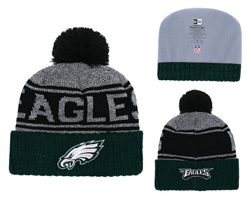 Eagles Fresh Logo Gray Green Pom Knit Hat YD
