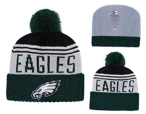 Eagles Team Logo Green Pom Knit Hat YD