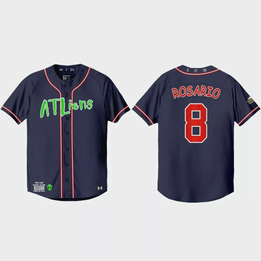 Eddie Rosario Atlanta Braves 25th Anniversary Baseball Outkast Jersey – Navy