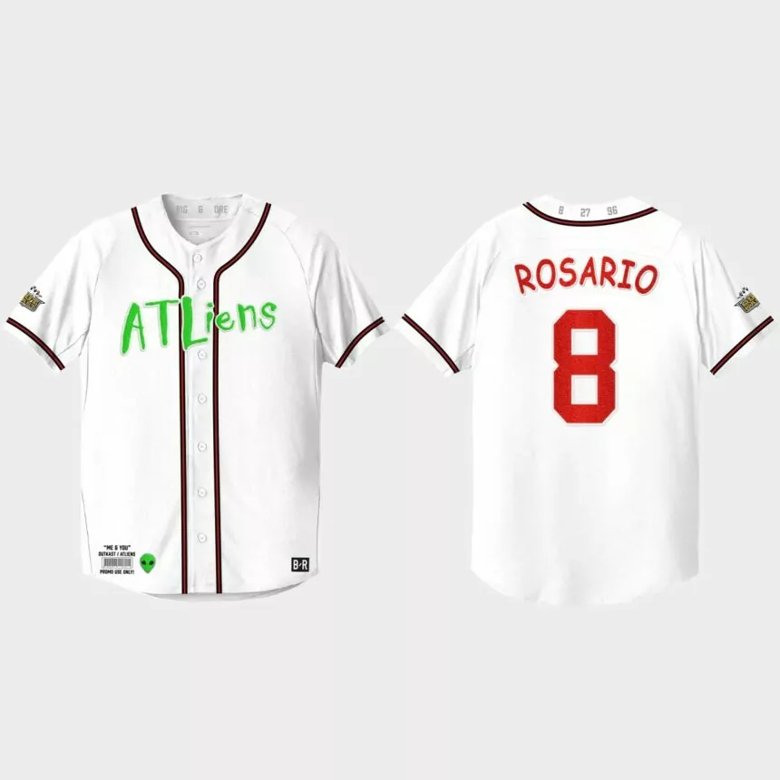 Eddie Rosario Atlanta Braves 25th Anniversary Baseball Outkast Jersey – White