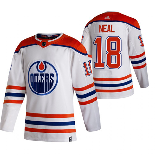 Edmonton Oilers #18 James Neal White Men's Adidas 2020-21 Reverse Retro Alternate NHL Jersey