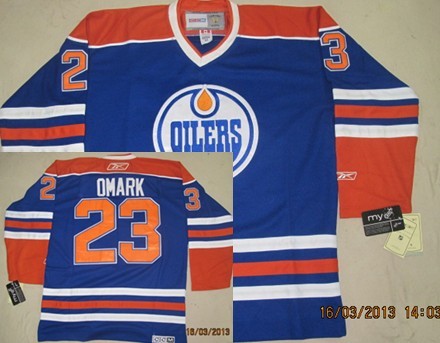 Edmonton Oilers #23 Linus Omark Royal Blue Throwback CCM Jersey Stitched