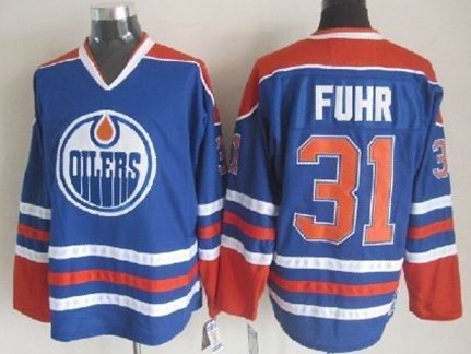 Edmonton Oilers #31 Fuhr Royal Blue CCM Jersey Stitched