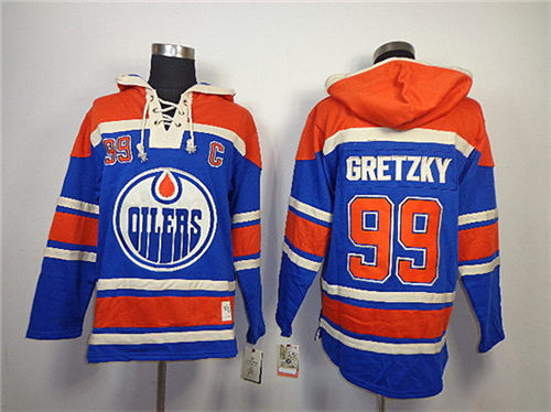 Edmonton Oilers #99 Wayne Gretzky Blue Old Time Hockey hoodies Stitched