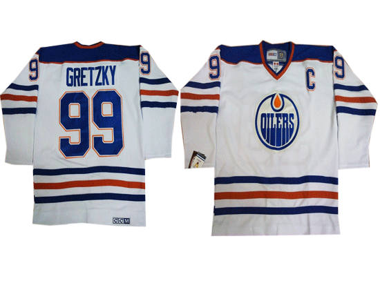 Edmonton Oilers #99 Wayne Gretzky Royal White CCM Jersey Stitched