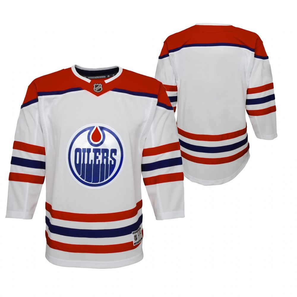 Edmonton Oilers 2021 Reverse Retro White Youth Jersey Premier