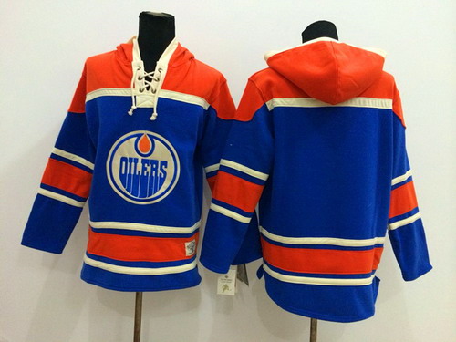 Edmonton Oilers Blank Royal Blue Old Time Hockey hoodie Stitched