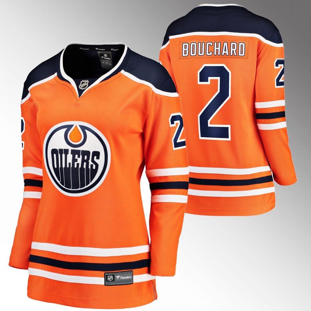 Edmonton Oilers Evan Bouchard Women Orange Home Jersey