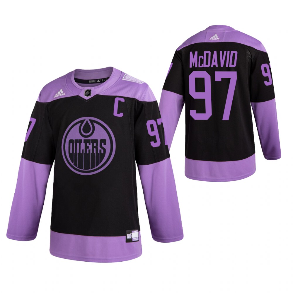 Edmonton Oilers HockeyFightsCancer Connor McDavid Purple Jersey Authentic