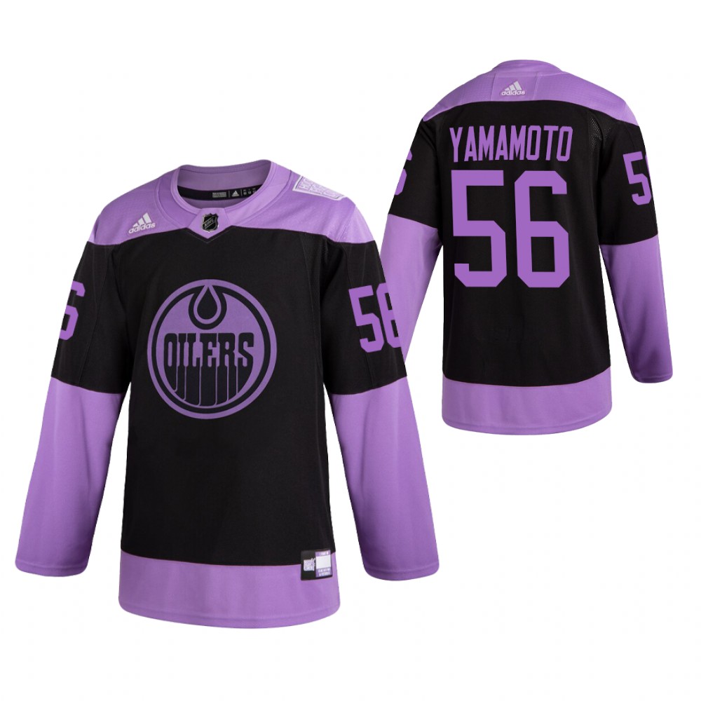 Edmonton Oilers HockeyFightsCancer Kailer Yamamoto Purple Jersey Authentic