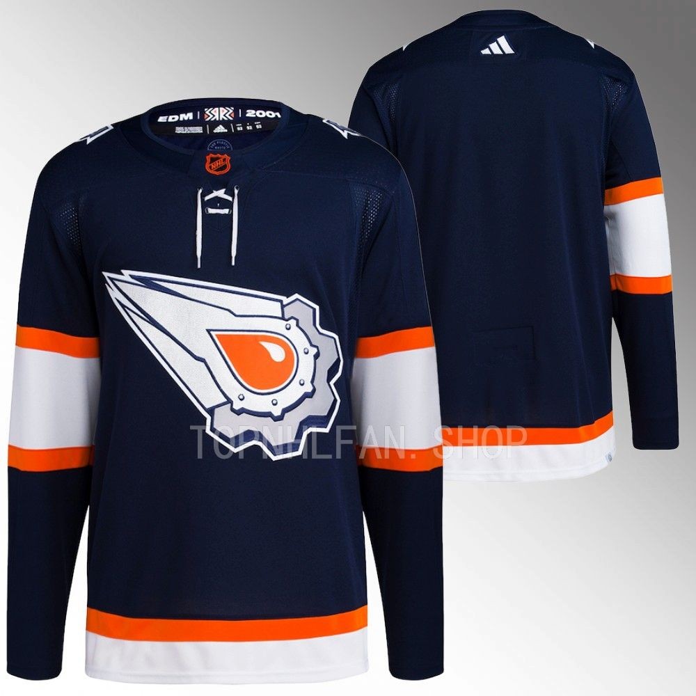 Edmonton Oilers Navy Reverse Retro 2.0 Authentic Primegreen Hockey Jersey