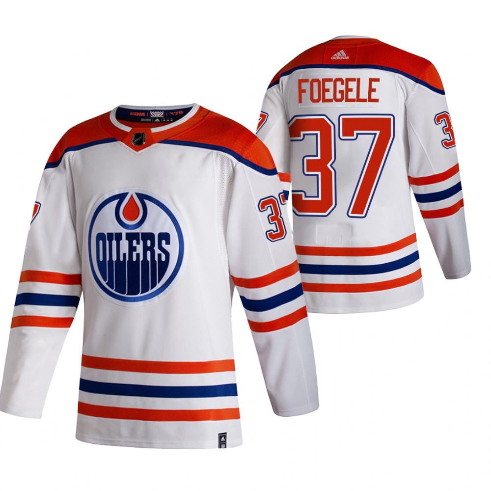Edmonton Oilers Warren Foegele White 2021 Reverse Retro Special Edition Jersey