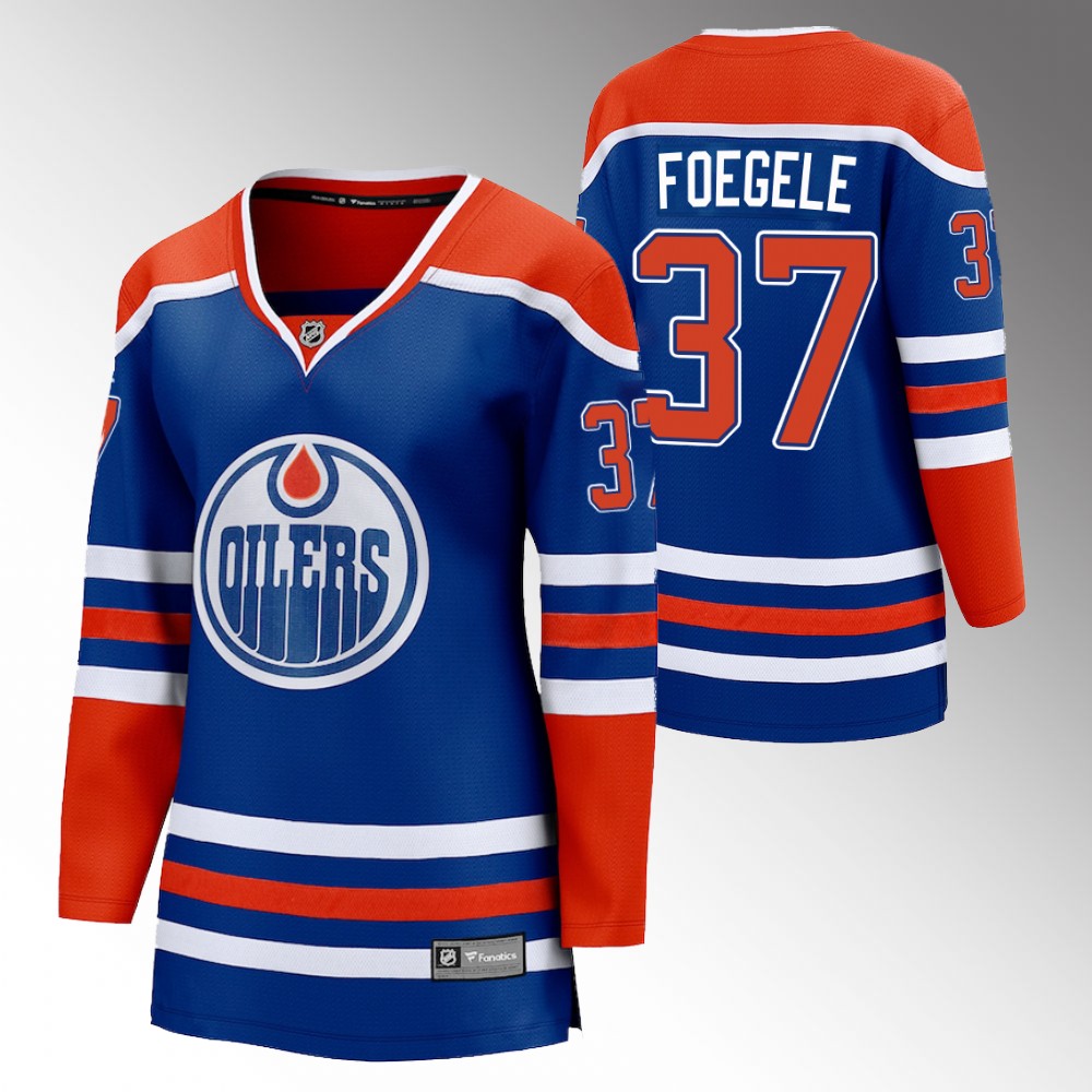 Edmonton Oilers Warren Foegele Women Royal 2022-23 Home Jersey