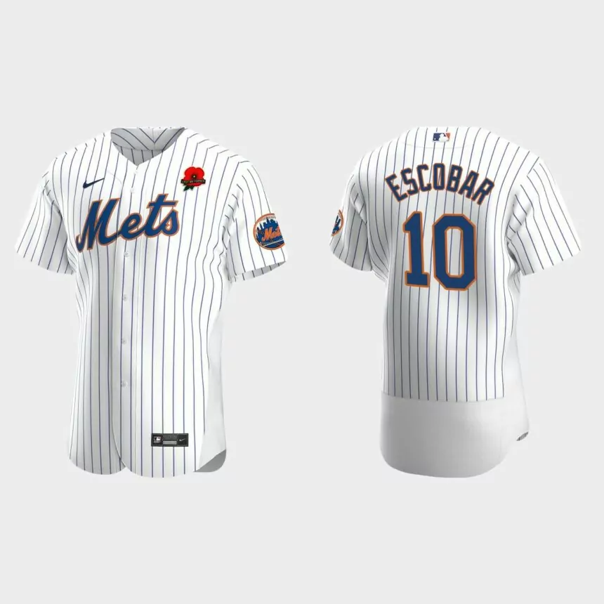Eduardo Escobar New York Mets 2022 Memorial Day Poppy Patch Authentic Jersey – White