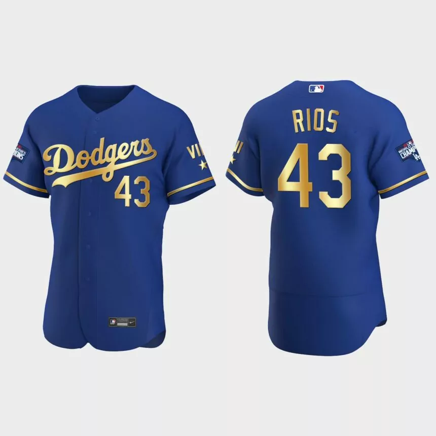 Edwin Rios Los Angeles Dodgers 2021 Gold Program World Series Champions Jersey – Royal