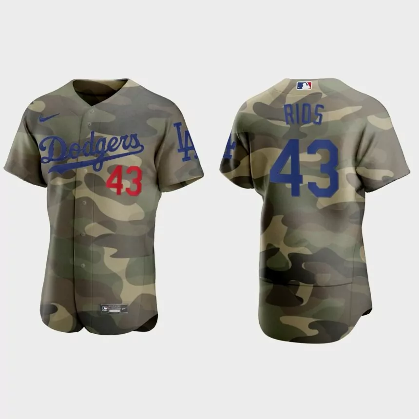 Edwin Rios Los Angeles Dodgers 2021 National Armed Forces Day Authentic Jersey – Camo