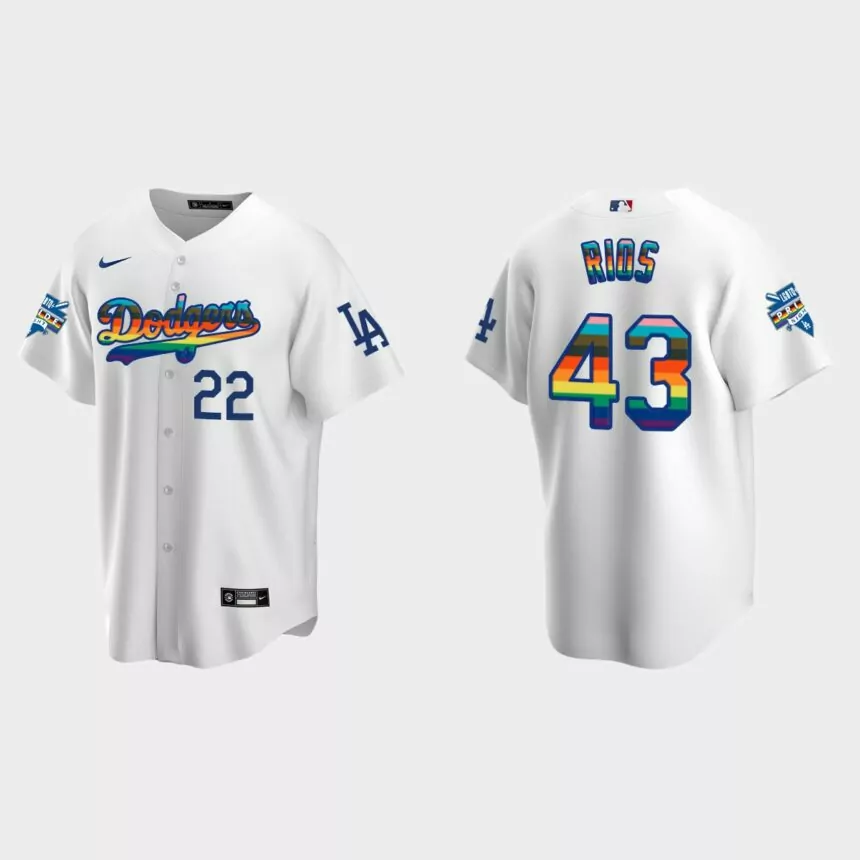 Edwin Rios Los Angeles Dodgers 2022 Pride Night LGBTQ Replica Jersey – White