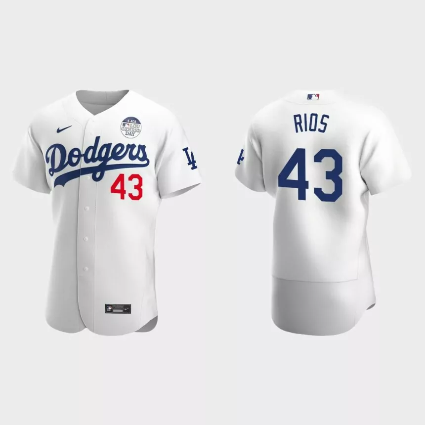 Edwin Rios Los Angeles Dodgers 4 ALS Lou Gehrig Day Authentic Jersey – White