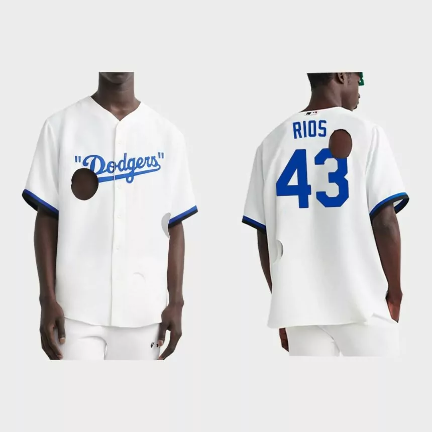Edwin Rios Los Angeles Dodgers Meteor Holes Jersey – White