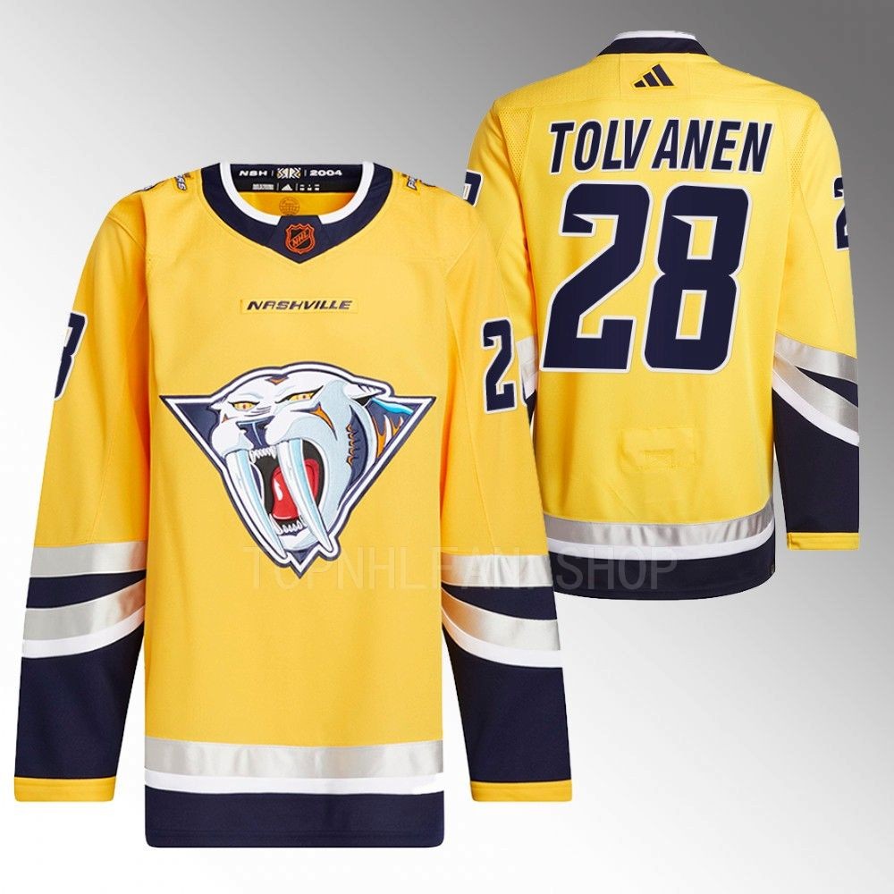 Eeli Tolvanen 2022 Nashville Predators Yellow Reverse Retro 2.0 Authentic Primegreen Jersey
