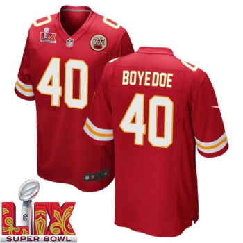 Ekow Boye-Doe No 40 Men Super Bowl LIX Kansas City Chiefs Home Game 2025 Jersey- Replica