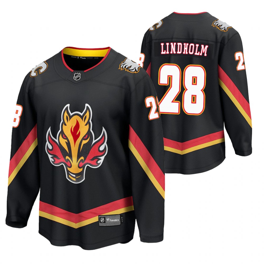 Elias Lindholm Flames 2021 Reverse Retro Black Jersey Special Edition