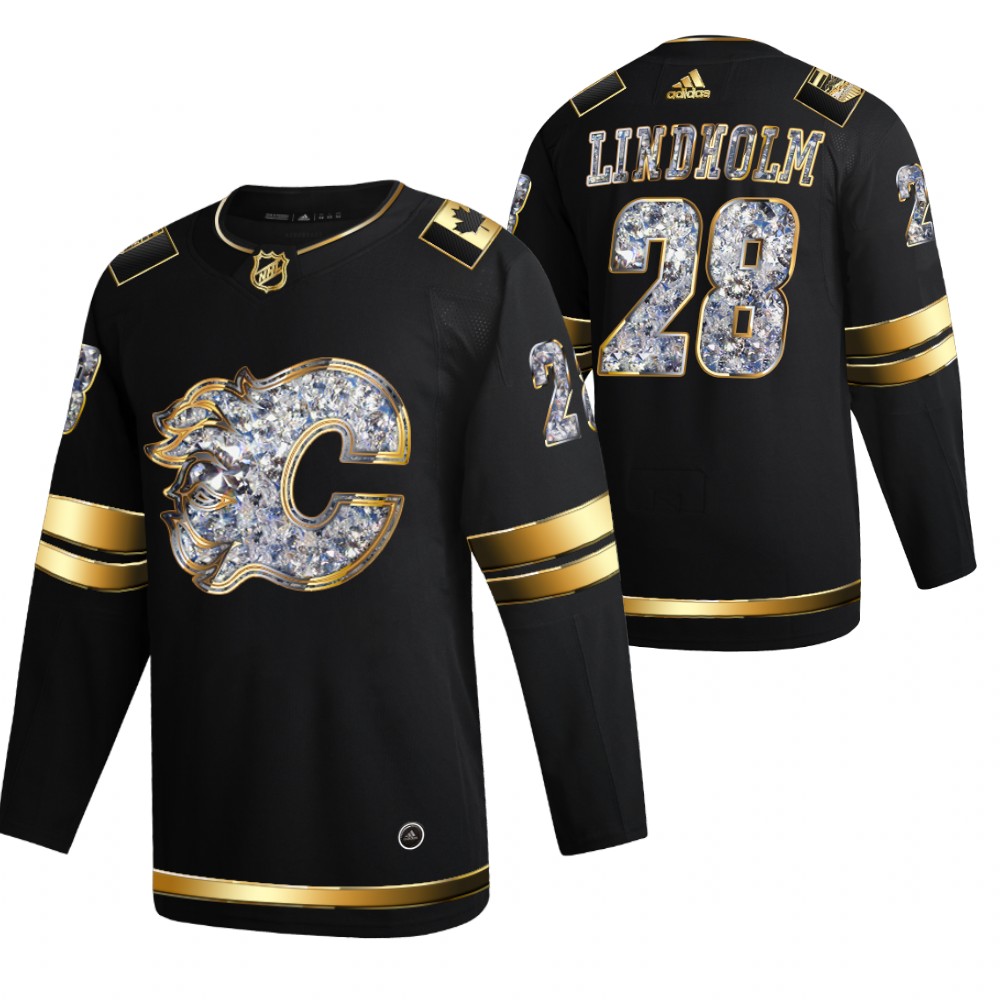 Elias Lindholm Flames 2022 Stanley Cup Playoffs Black Diamond Edition Authentic Jersey