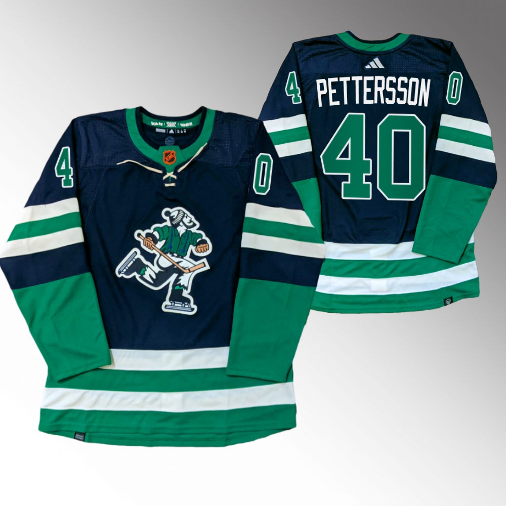 Elias Pettersson 2022-23 Vancouver Canucks Navy Reverse Retro PrimeGreen Jersey