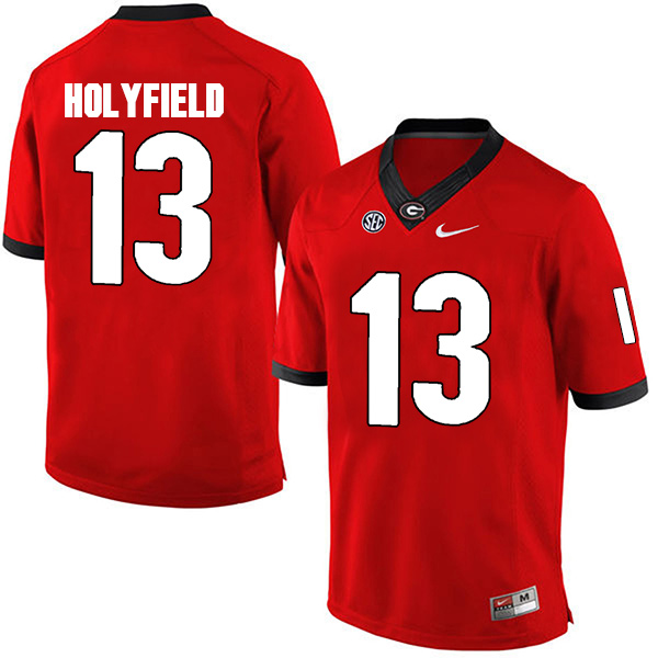 Elijah Holyfield Georgia Bulldogs Men's Jersey - #13 NCAA Red Limited Home