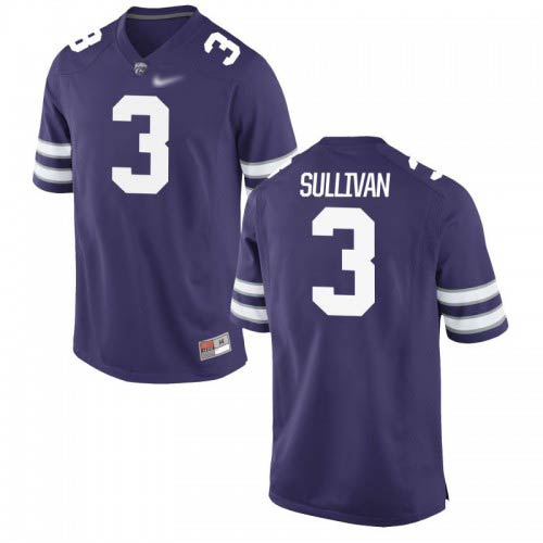 Elijah Sullivan Kansas State Wildcats Men's Jersey - #3 NCAA Purple Game
