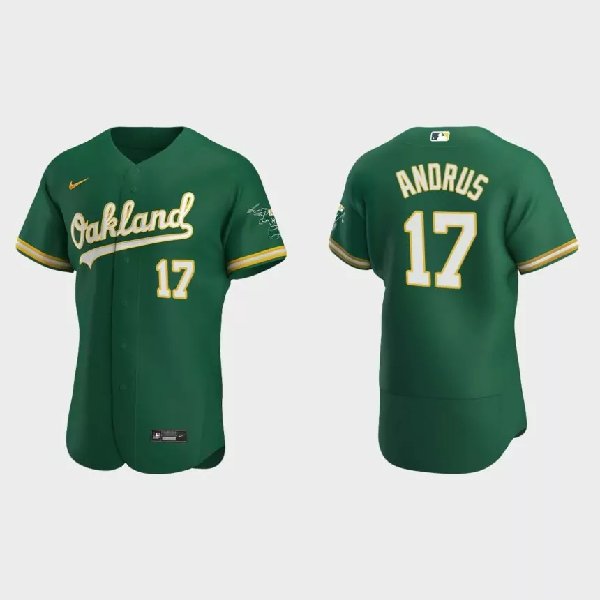 Elvis Andrus #17 Oakland Athletics Authentic Alternate Jersey – Kelly Green