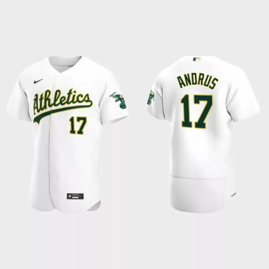 Elvis Andrus #17 Oakland Athletics Authentic Home Jersey – White