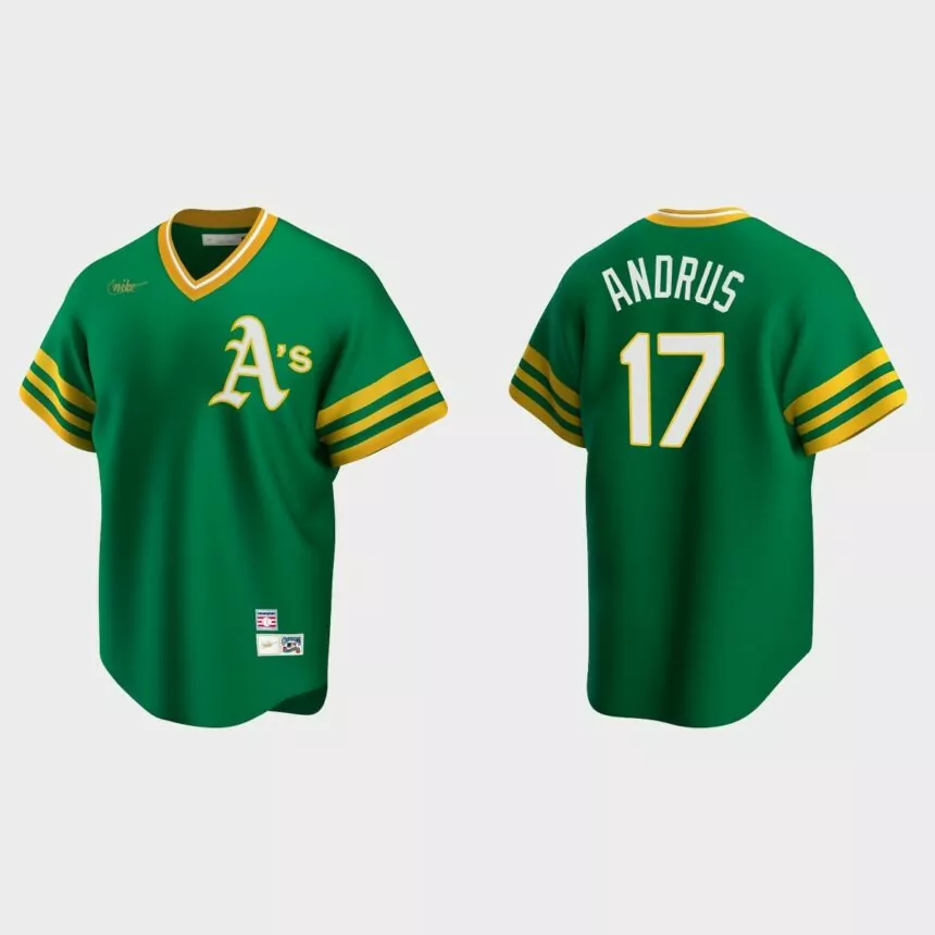 Elvis Andrus #17 Oakland Athletics Cooperstown Collection Road Jersey – Kelly Green
