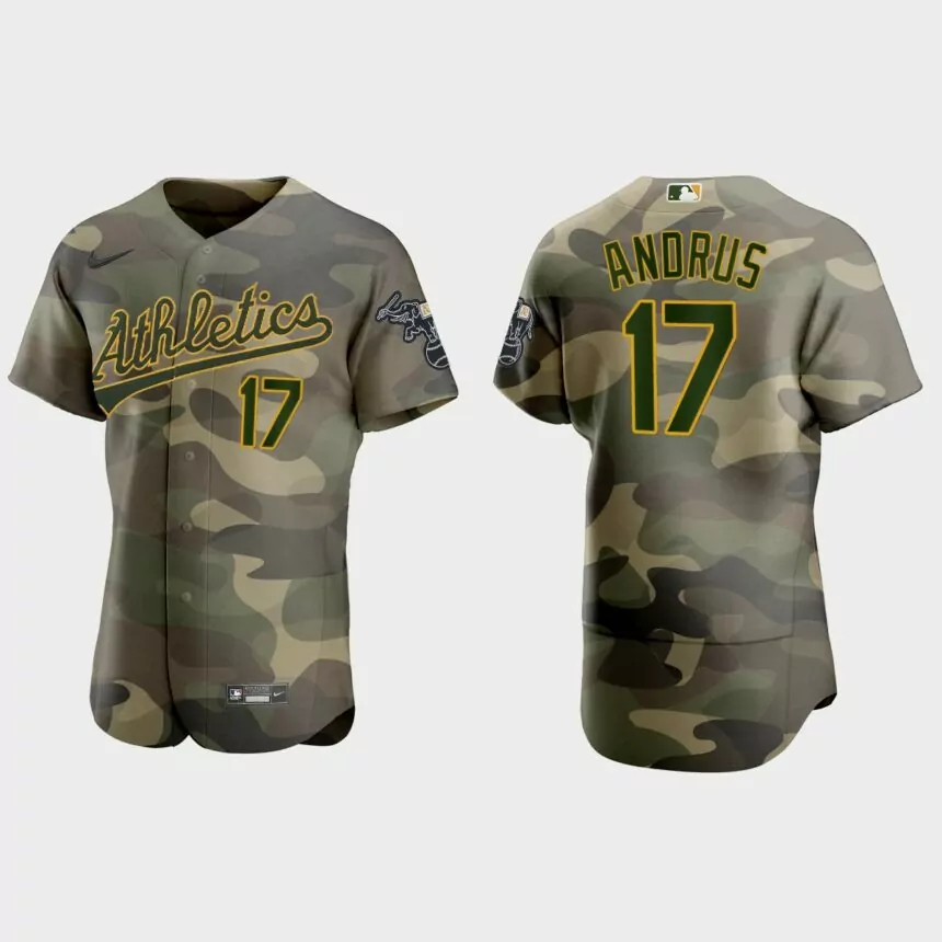Elvis Andrus Oakland Athletics 2021 National Armed Forces Day Authentic Jersey – Camo