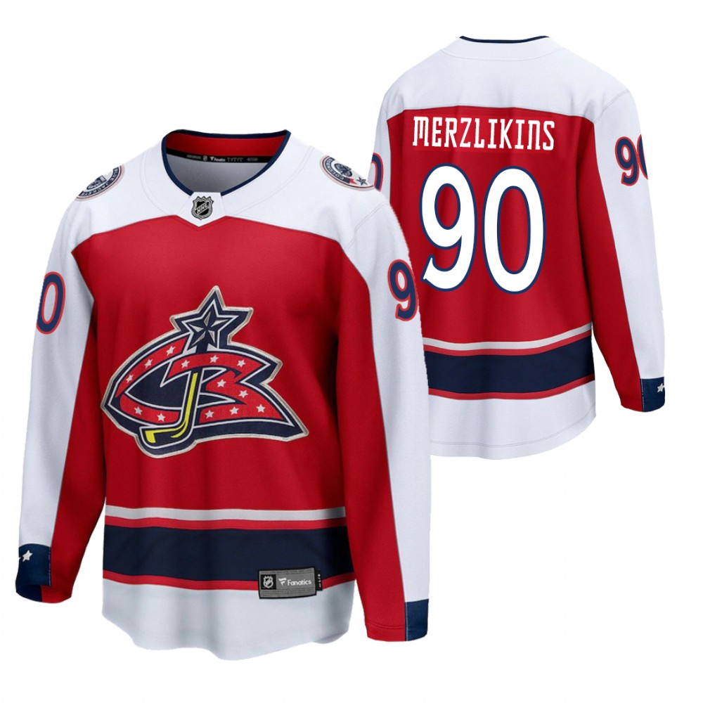 Elvis Merzlikins Blue Jackets 2021 Reverse Retro Red Jersey Special Edition