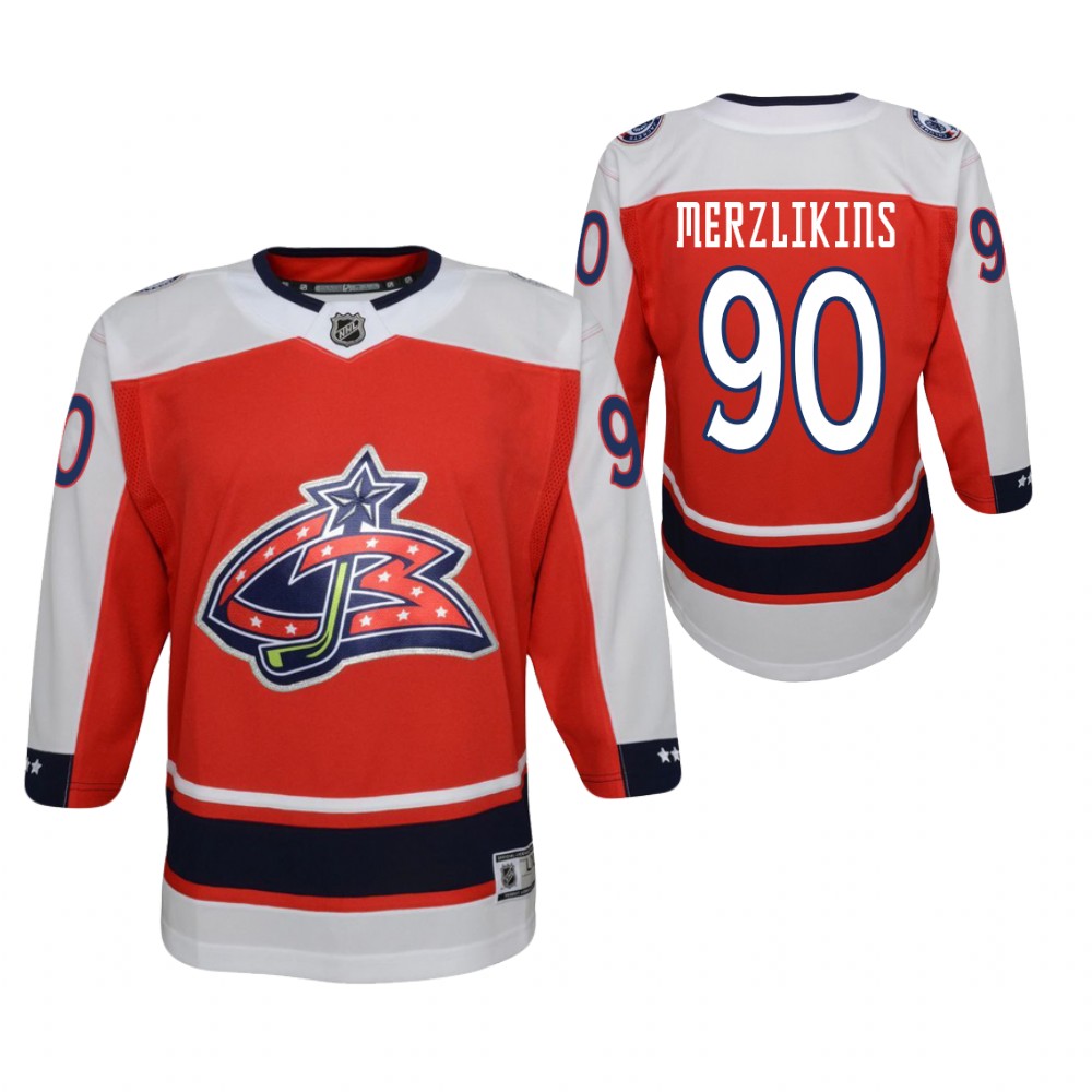 Elvis Merzlikins Columbus Blue Jackets 2021 Reverse Retro Red Youth Jersey Replica