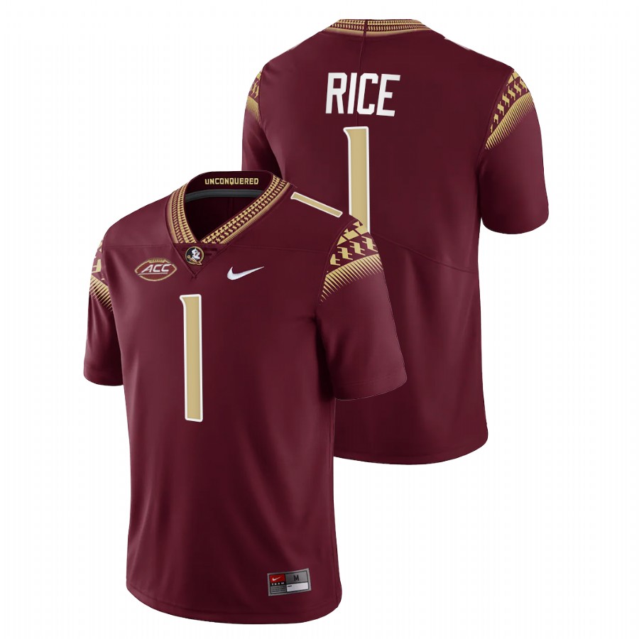 Emmett Rice Florida State Seminoles Garnet College Football 2022 NFL draft Jersey