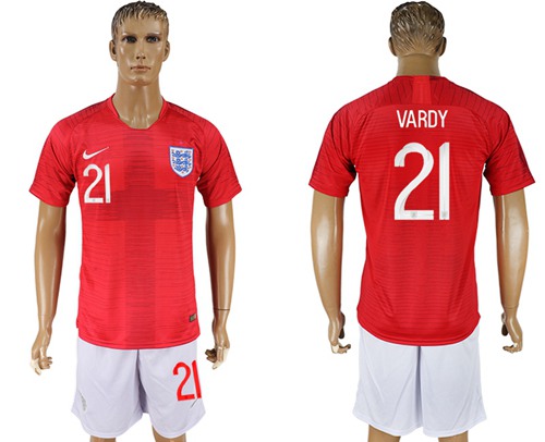 England #21 Vardy Away Soccer Country Jersey