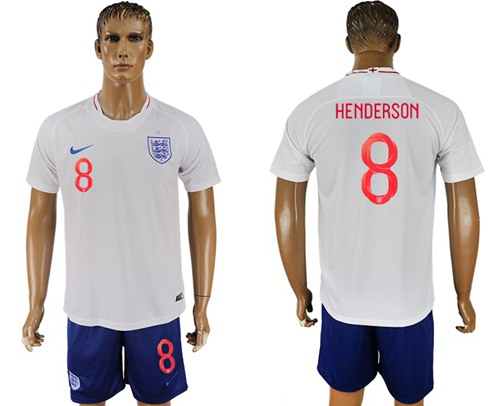 England #8 Henderson Home Soccer Country Jersey