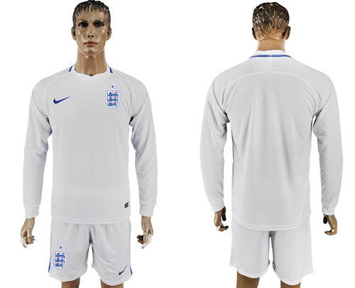 England Blank Home Long Sleeves Soccer Country Jersey
