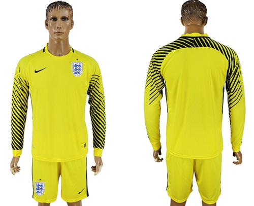 England Blank Yellow Long Sleeves Goalkeeper Soccer Country Jersey